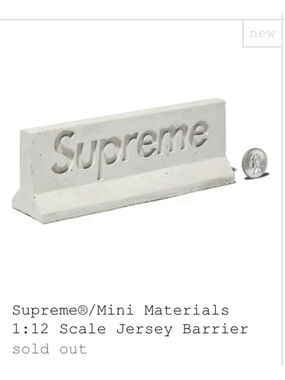 Supreme Grey Mini Materials 1:12 Scale Jersey Barrier Os